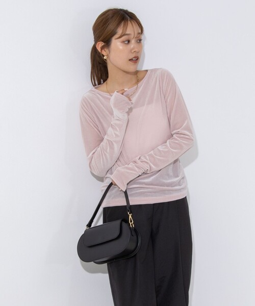 NOLLEY’S（ノーリーズ）の「シアーベロアロンT（Tシャツ/カットソー・レディース・ベビーピンク/ホワイト/ブラック・FREE）」の6枚目の写真