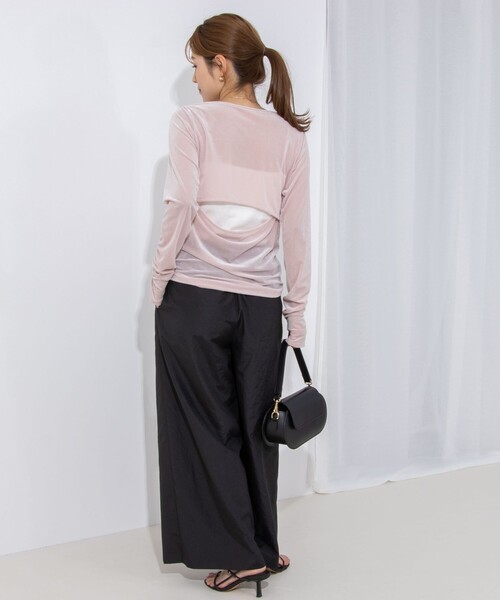 NOLLEY’S（ノーリーズ）の「シアーベロアロンT（Tシャツ/カットソー・レディース・ベビーピンク/ホワイト/ブラック・FREE）」の7枚目の写真