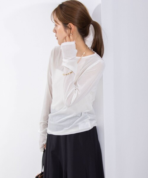 NOLLEY’S（ノーリーズ）の「シアーベロアロンT（Tシャツ/カットソー・レディース・ベビーピンク/ホワイト/ブラック・FREE）」の9枚目の写真