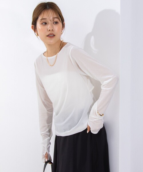 NOLLEY’S（ノーリーズ）の「シアーベロアロンT（Tシャツ/カットソー・レディース・ベビーピンク/ホワイト/ブラック・FREE）」の10枚目の写真