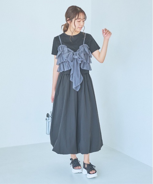 mysty woman(ミスティウーマン)の「マルチWAYビスチェセットTシャツ 137956(Tシャツ/カットソー・レディース・オフホワイト/ブラック/ライトブルー・FREE)」の7枚目の写真