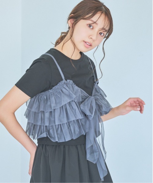 mysty woman(ミスティウーマン)の「マルチWAYビスチェセットTシャツ 137956(Tシャツ/カットソー・レディース・オフホワイト/ブラック/ライトブルー・FREE)」の8枚目の写真