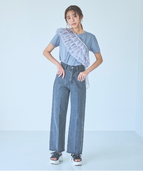 mysty woman(ミスティウーマン)の「マルチWAYビスチェセットTシャツ 137956(Tシャツ/カットソー・レディース・オフホワイト/ブラック/ライトブルー・FREE)」の11枚目の写真