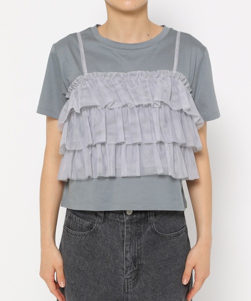 mysty woman(ミスティウーマン)の「マルチWAYビスチェセットTシャツ 137956(Tシャツ/カットソー・レディース・オフホワイト/ブラック/ライトブルー・FREE)」の12枚目の写真