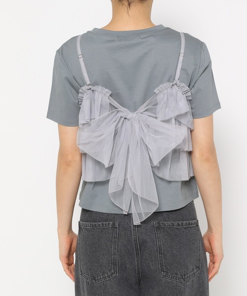 mysty woman(ミスティウーマン)の「マルチWAYビスチェセットTシャツ 137956(Tシャツ/カットソー・レディース・オフホワイト/ブラック/ライトブルー・FREE)」の13枚目の写真