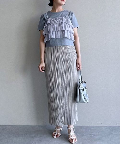 mysty woman(ミスティウーマン)の「マルチWAYビスチェセットTシャツ 137956(Tシャツ/カットソー・レディース・オフホワイト/ブラック/ライトブルー・FREE)」の6枚目の写真