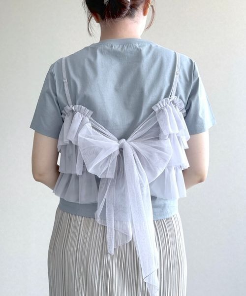 mysty woman(ミスティウーマン)の「マルチWAYビスチェセットTシャツ 137956(Tシャツ/カットソー・レディース・オフホワイト/ブラック/ライトブルー・FREE)」の5枚目の写真