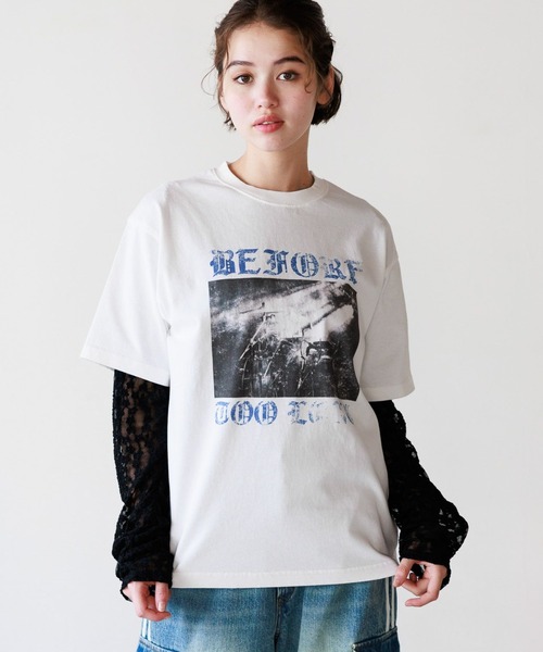 PAGEBOY（ページボーイ）の「PBLIM/スリムロックT（Tシャツ/カットソー・レディース・グレー/オフホワイト・FREE）」の2枚目の写真