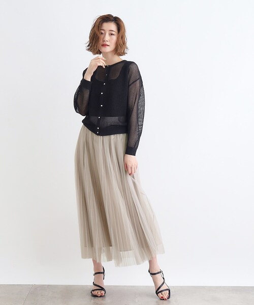 Descente プリーツスカート 黒 セール】チュールプリーツスカート（スカート）｜grove