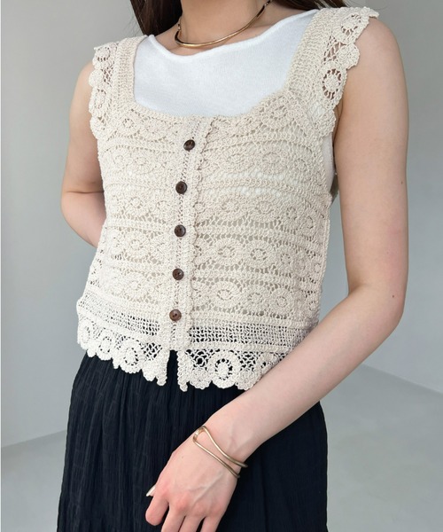 Olu.（オルドット）の「サマーレースニットトップス（その他トップス・レディース・オフホワイト/ベージュ・FREE）」の2枚目の写真