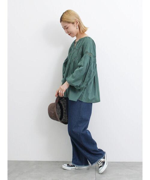 Samansa Mos2 blue(サマンサモスモスブルー)の「【Made in India】レース切替ブラウス(シャツ/ブラウス・レディース・グリーン/オフホワイト/ブラック・F)」の19枚目の写真