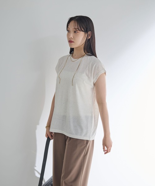 Shelly island（シェリーアイランド）の「フレンチスリーブカットソー（Tシャツ/カットソー・レディース・ホワイト/ブラック・FREE）」の13枚目の写真