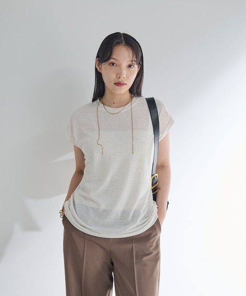 Shelly island（シェリーアイランド）の「フレンチスリーブカットソー（Tシャツ/カットソー・レディース・ホワイト/ブラック・FREE）」の11枚目の写真