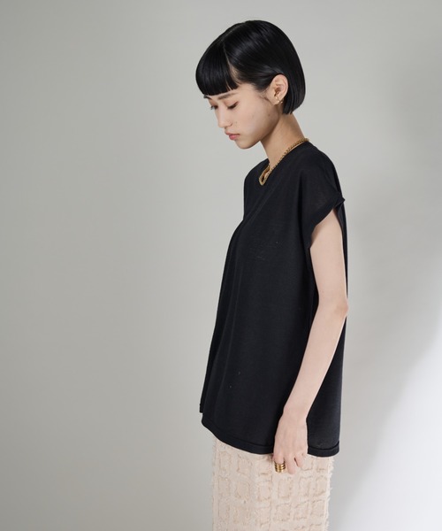 Shelly island（シェリーアイランド）の「フレンチスリーブカットソー（Tシャツ/カットソー・レディース・ホワイト/ブラック・FREE）」の19枚目の写真