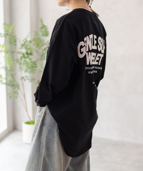 UNDERWRAPS(アンダーラップス)の「UNDERWRAPS アンダーラップス ロゴラウンドロンT 長袖 綿100%(Tシャツ/カットソー・レディース・チャコールグレー/ホワイト/ブラック/ライトピンク/オートミール/ブラウン・L/M)」の18枚目の写真