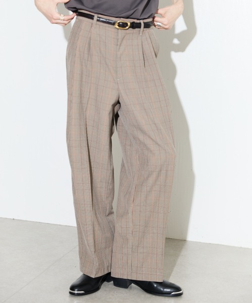 Lui's（ルイス）の「【Neucon/ニューコン】ストライプ/チェック ワイドスラックスパンツ（その他パンツ・メンズ・ネイビー/キャメル・1/2）」の22枚目の写真
