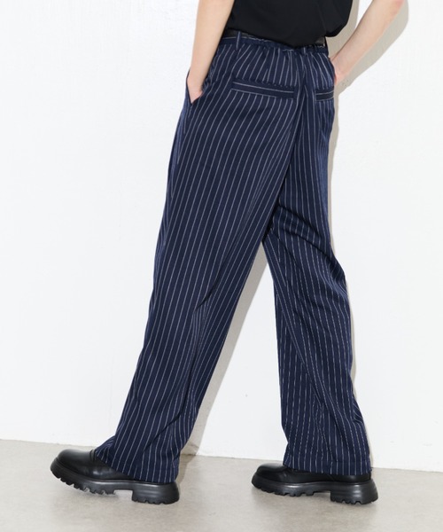 Lui's（ルイス）の「【Neucon/ニューコン】ストライプ/チェック ワイドスラックスパンツ（その他パンツ・メンズ・ネイビー/キャメル・1/2）」の5枚目の写真