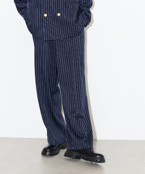 Lui's（ルイス）の「【Neucon/ニューコン】ストライプ/チェック ワイドスラックスパンツ（その他パンツ・メンズ・ネイビー/キャメル・1/2）」の6枚目の写真
