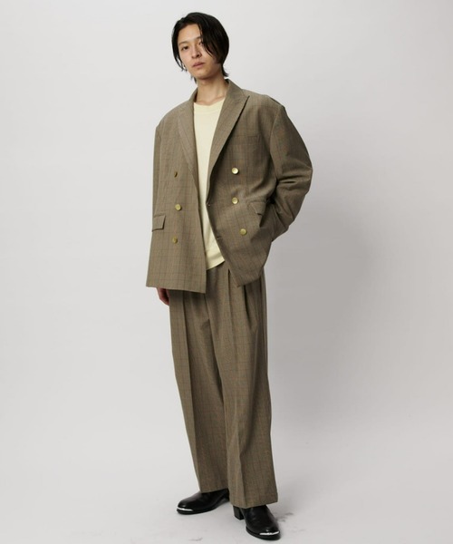 Lui's（ルイス）の「【Neucon/ニューコン】ストライプ/チェック ワイドスラックスパンツ（その他パンツ・メンズ・ネイビー/キャメル・1/2）」の17枚目の写真