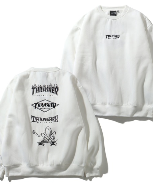 THRASHER(スラッシャー)の「【THRASHER/スラッシャー】裏起毛 バックプリント & 刺繍ロゴ クルーネック スウェット トレーナー(スウェット・メンズ・ネイビー/ブラック/アッシュグレー/ホワイト/ブラック系その他/グリーン/ホワイト系その他・M/XL/L)」の2枚目の写真