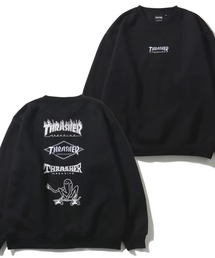 【THRASHER/スラッシャー】裏起毛 バックプリント & 刺繍ロゴ クルーネック スウェット トレーナー