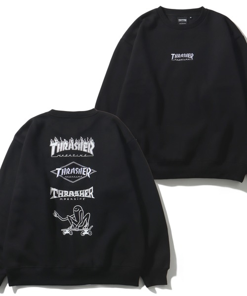 THRASHER(スラッシャー)の「【THRASHER/スラッシャー】裏起毛 バックプリント & 刺繍ロゴ クルーネック スウェット トレーナー(スウェット・メンズ・ネイビー/ブラック/アッシュグレー/ホワイト/ブラック系その他/グリーン/ホワイト系その他・M/XL/L)」の4枚目の写真