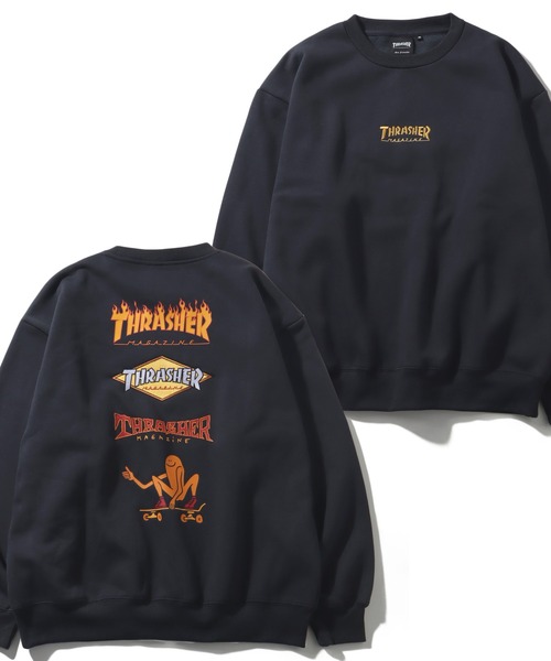 VANS THRASHER スウェット センター刺繍 裏起毛 ブラック L THRASHER（スラッシャー）の「【THRASHER/スラッシャー】裏起毛