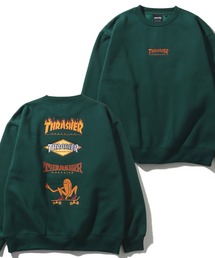 【THRASHER/スラッシャー】裏起毛 バックプリント & 刺繍ロゴ クルーネック スウェット トレーナー