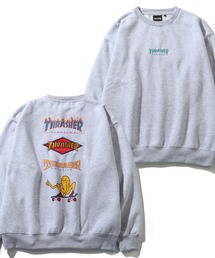 【THRASHER/スラッシャー】裏起毛 バックプリント ＆ 刺繍ロゴ クルーネック スウェット トレーナー