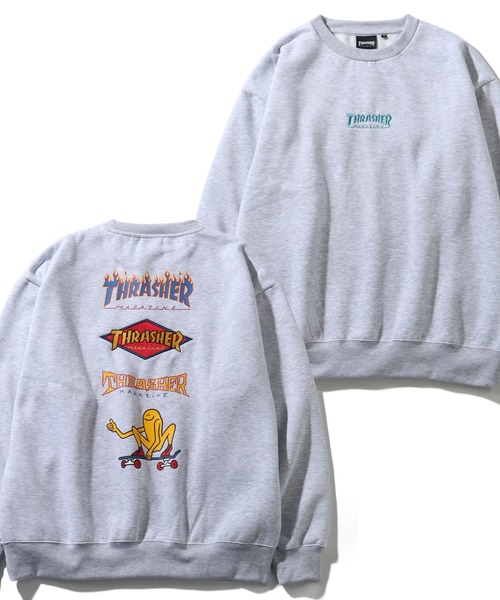 セール】【THRASHER/スラッシャー】裏起毛 バックプリント ＆ 刺繍ロゴ