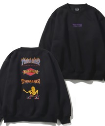【THRASHER/スラッシャー】裏起毛 バックプリント & 刺繍ロゴ クルーネック スウェット トレーナー