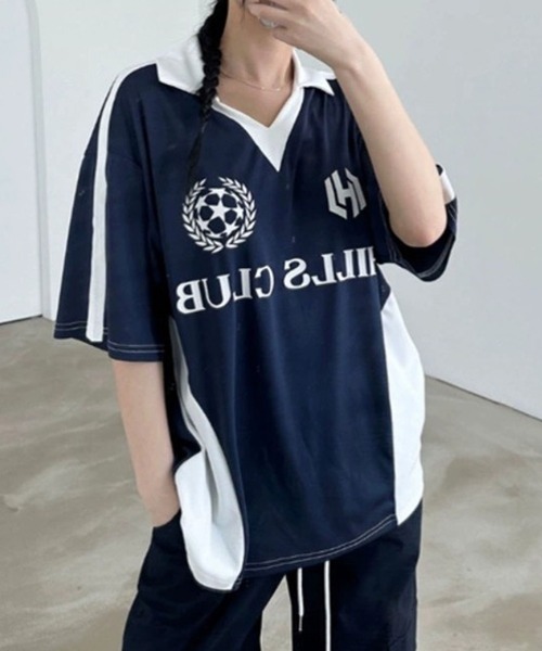 ano ユニフォーム風Tシャツ Lサイズ LYEON（リヨン）の「サッカーユニフォーム風Tシャツ/襟付き