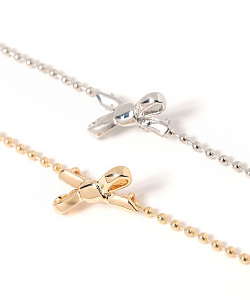 niko and（ニコアンド）の「ボールチェーンリボンネックレス