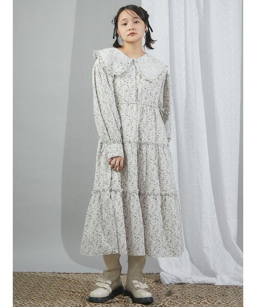 美品 メリージェニー 24AW フローラルレースカラーワンピース 花柄 ロング 美品 メリージェニー 24AW フローラルレースカラーワンピース 花
