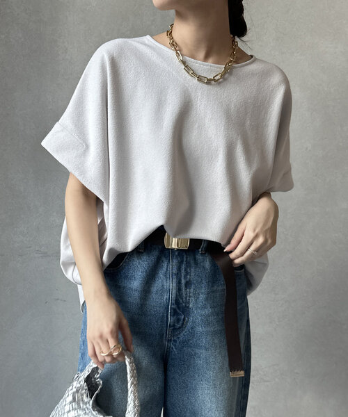 DouDou（ドゥドゥ）の「ダブルフェイスブークレー（Tシャツ/カットソー・レディース・ダークグレー/ブラック/グレイッシュベージュ・FREE）」の3枚目の写真