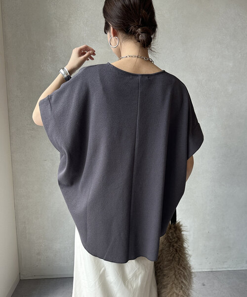DouDou（ドゥドゥ）の「ダブルフェイスブークレー（Tシャツ/カットソー・レディース・ダークグレー/ブラック/グレイッシュベージュ・FREE）」の22枚目の写真