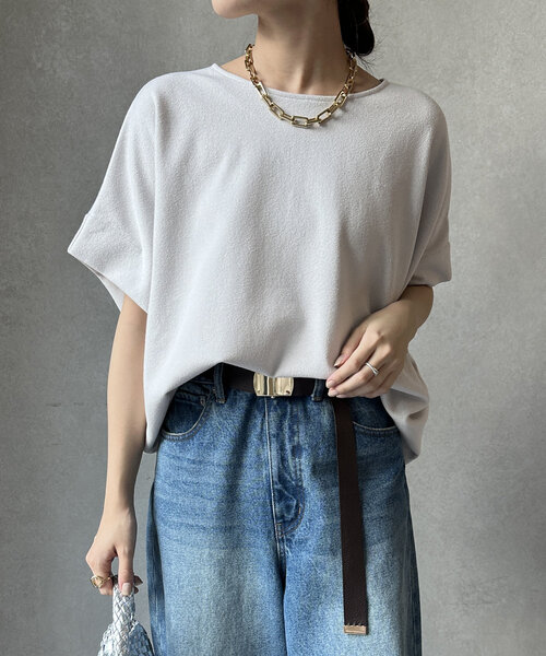 DouDou（ドゥドゥ）の「ダブルフェイスブークレー（Tシャツ/カットソー・レディース・ダークグレー/ブラック/グレイッシュベージュ・FREE）」の13枚目の写真