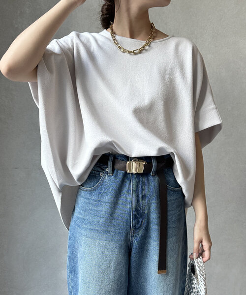 DouDou（ドゥドゥ）の「ダブルフェイスブークレー（Tシャツ/カットソー・レディース・ダークグレー/ブラック/グレイッシュベージュ・FREE）」の14枚目の写真