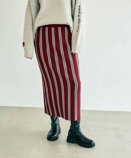 セール】12ゲージストライプニットスカート 133262（スカート