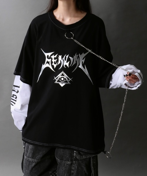 ArguE CulturE 長袖 Ｔシャツ レイヤード風 トップス メタルロゴ RODEO CROWNS WIDE BOWL | Vintageフェイクレイヤードロング