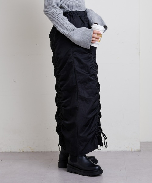 CIAOPANIC TYPY(チャオパニックティピー)の「縦シャーリングスカート(スカート・レディース・ブラック/カーキ/オフホワイト・SMALL/MEDIUM)」の20枚目の写真