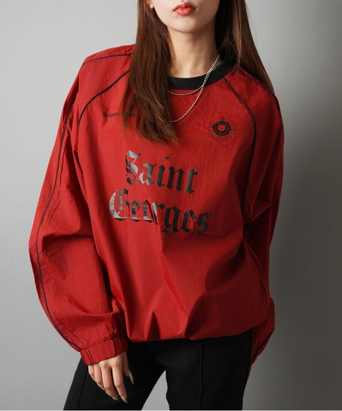 SPINNS（スピンズ）の「ストリート＆グランジ/ゲームシャツデザインナイロンプルオーバー パイピング（スウェット・メンズ・ネイビー/ワイン/ブラック/ブルー/オフホワイト・ONESIZE）」の5枚目の写真