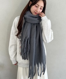 レディースのマフラー（グレー/灰色系・フリンジ）ファッション通販