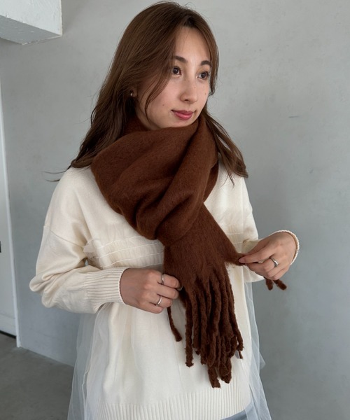セール】ボリューム太フリンジマフラー（マフラー）｜MYMOOD