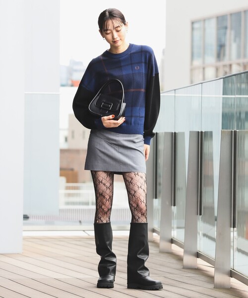 Ray BEAMS（レイビームス）の「カット アウト ミニスカート（スカート・レディース・シルバー/ブラック・0/1）」の4枚目の写真