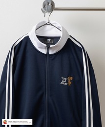 Tom＆Jerry（トムアンドジェリー）の「【TOM＆JERRY/トムとジェリー】キャラクターイラスト ワンポイント刺繍デザイン サイドライン＆バイカラー トラックジャケット/ジャージ（ジャージ・レディース）」