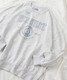 【DISCUS/ディスカス】2type カレッジロゴ フロント刺繍デザイン ビッグシルエット クルーネックスウェット/トレーナー