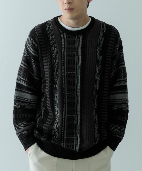 ITEMS URBANRESEARCH(アイテムズ アーバンリサーチ)の「マルチジャカード クルーネックニット(ニット/セーター・メンズ・ブラック/ブラウン・MEDIUM/LARGE)」の22枚目の写真