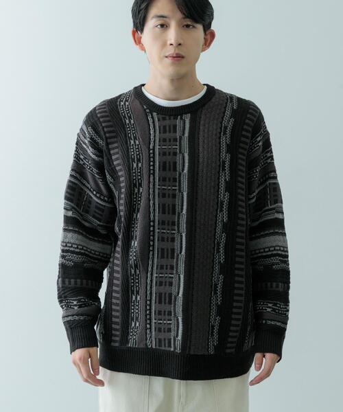 ITEMS URBANRESEARCH(アイテムズ アーバンリサーチ)の「マルチジャカード クルーネックニット(ニット/セーター・メンズ・ブラック/ブラウン・MEDIUM/LARGE)」の19枚目の写真