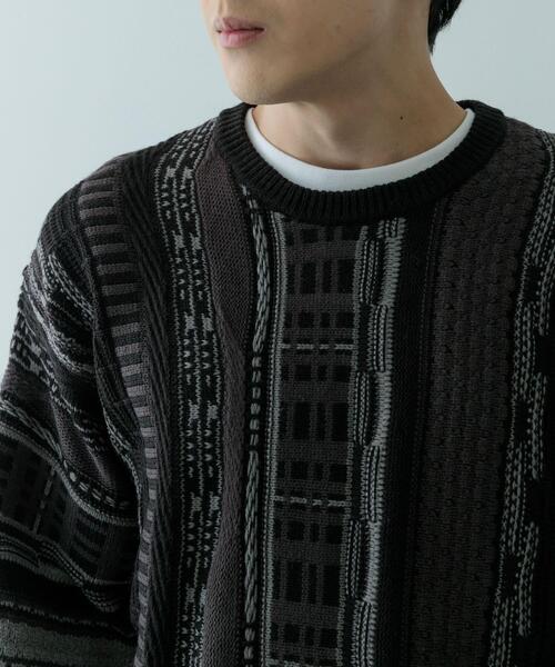 ITEMS URBANRESEARCH(アイテムズ アーバンリサーチ)の「マルチジャカード クルーネックニット(ニット/セーター・メンズ・ブラック/ブラウン・MEDIUM/LARGE)」の16枚目の写真